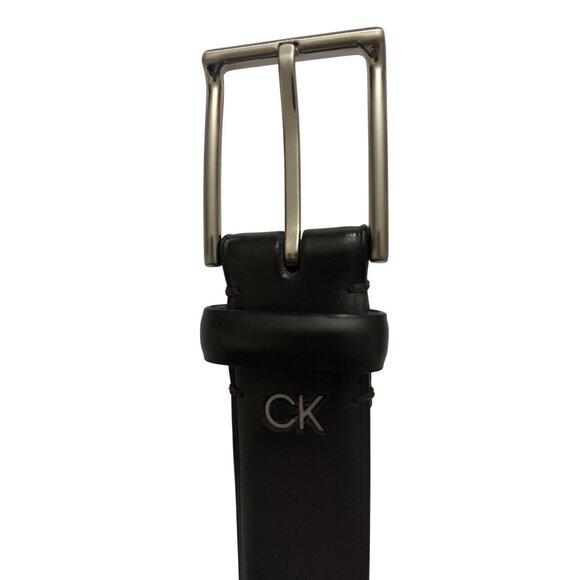 Calvin Klein Mens Synthetic Leather Black Brown Adjustable Size 34-36 - Picture 3 of 6